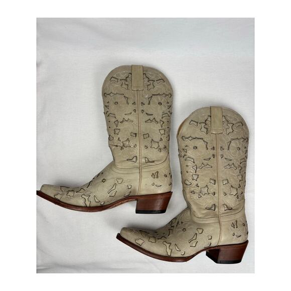 SHYANNE WOMENS LASER CUT WESTERN LEATHER COWBOY BOOTS SIZE 8.5M Festival Country - Picture 9 of 12